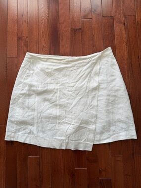 Classic White Linen Wrap Skort - Women